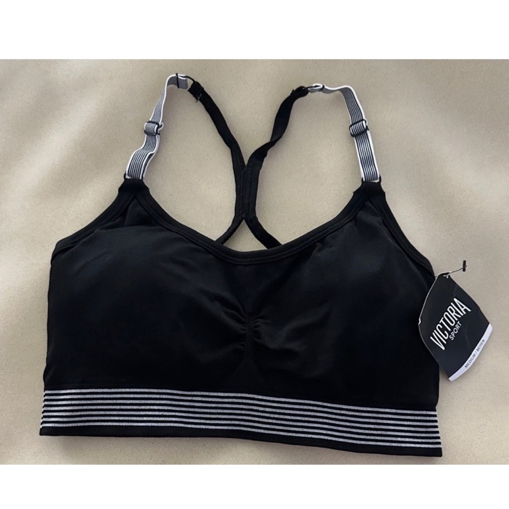 Victoria’s Secret Victoria Sport Black Striped Band Sports Bra